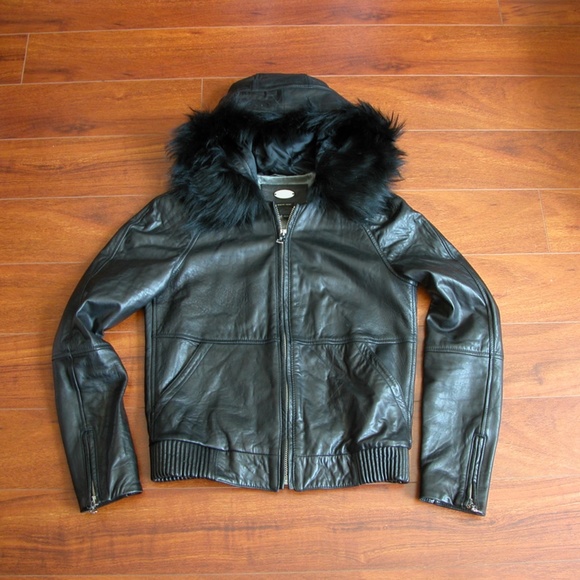 Massimo Dutti Black Leather Moto Jacket XS - Picture 5 of 8
